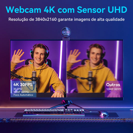 Webcam 4K 1080P 60FPS Streaming Web Camera EMEET S600 Autofoco - ViShop
